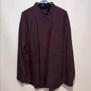 Haggar Men's Maroon Plaid Button Down Shirt